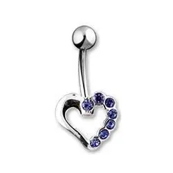 Piercing do pupíku - srdíčko (modrá)