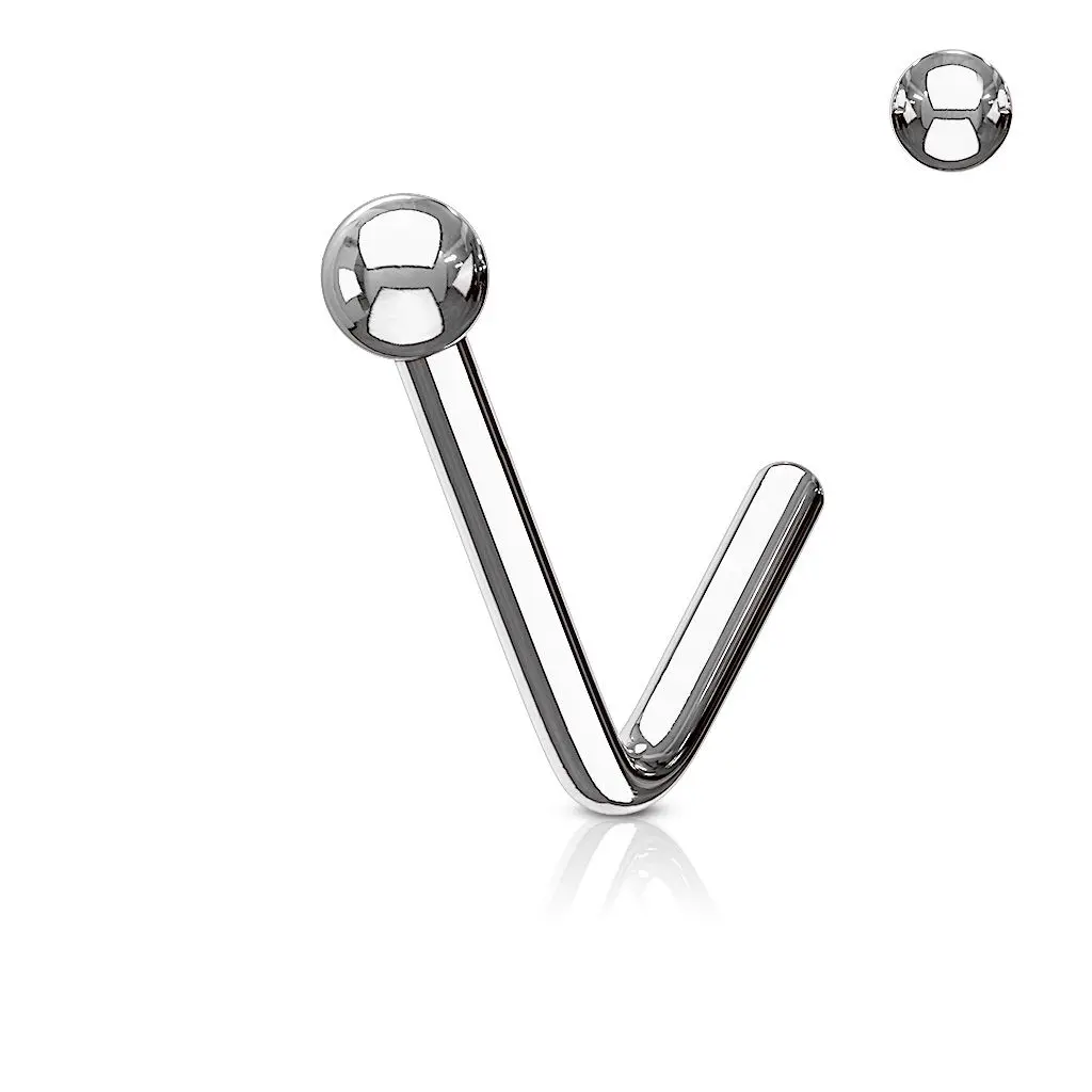 Zahnutý piercing do nosu kulička