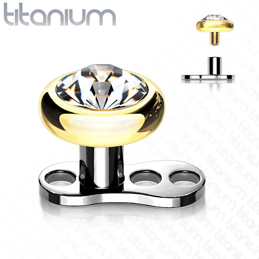 Kompletní microdermal piercing 1,2 mm -  kamínek 4 mm - MD028GD-04
