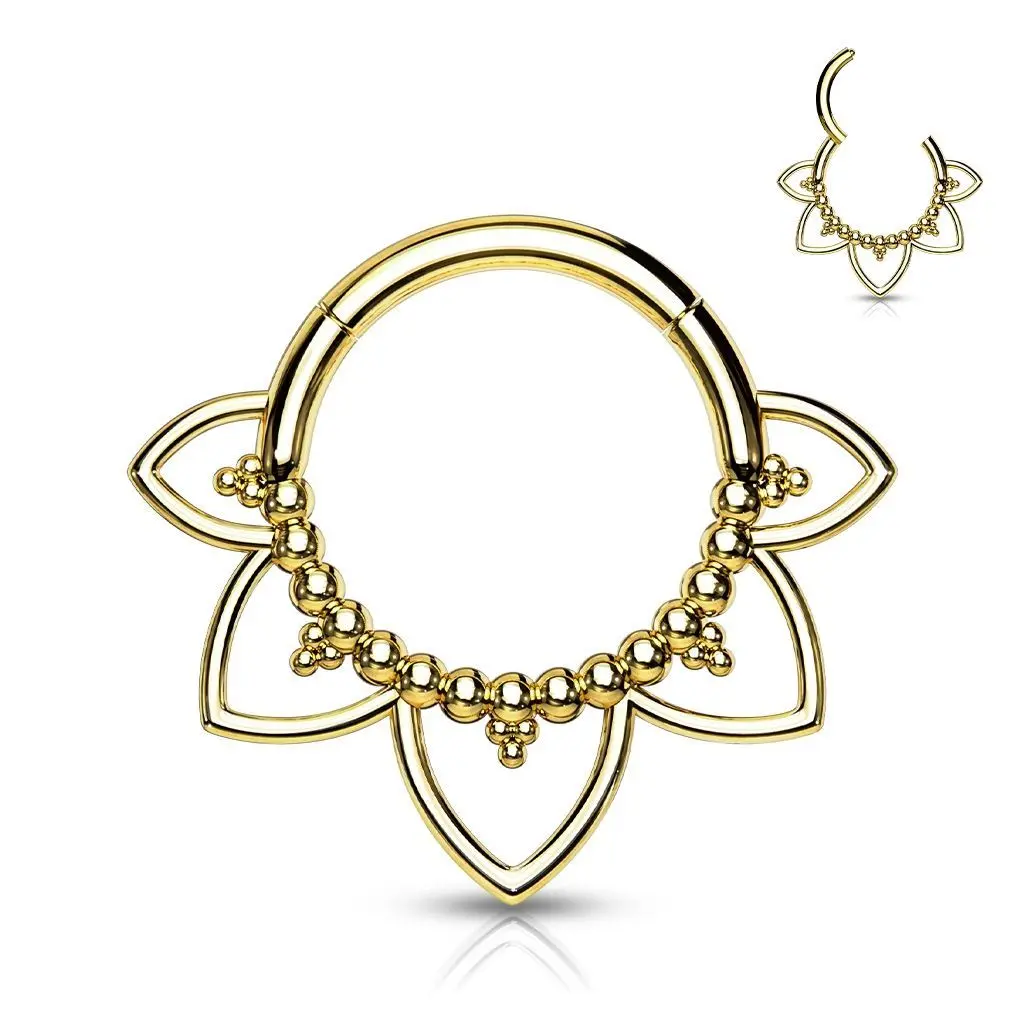 Zlacený ocelový piercing do nosu - septum - NS0033-GD