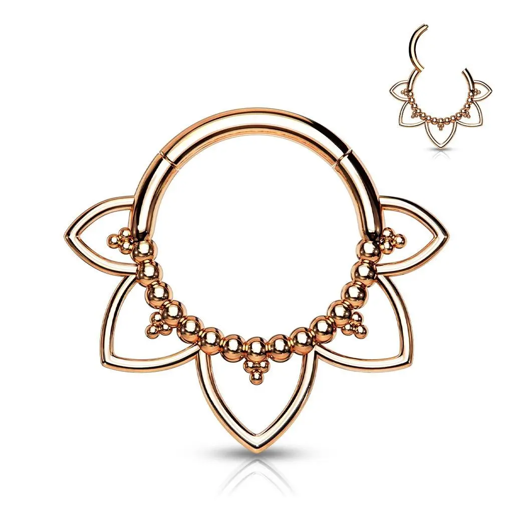 Zlacený ocelový piercing do nosu - septum - NS0033-RD