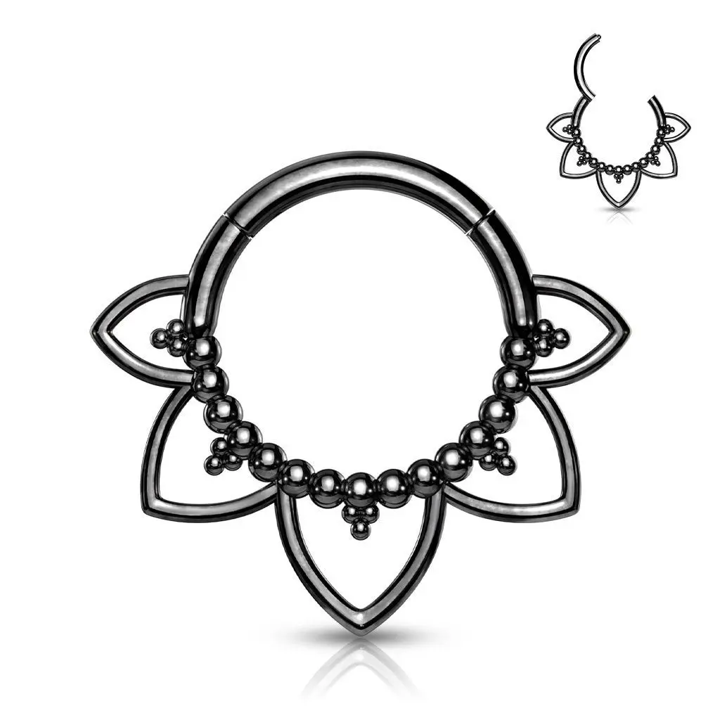 Černý ocelový piercing do nosu - septum - NS0033-K