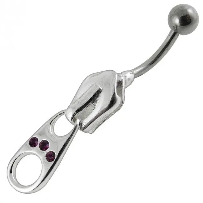 S4U Stříbrný piercing do pupíku - zip