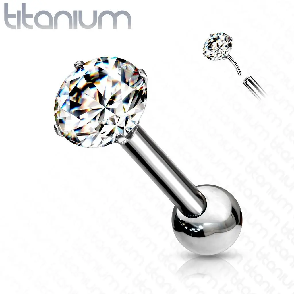 Cartilage piercing do ucha TITAN, 1,2 x 6mm zirkon 3 mm - TIT1125-1206-03