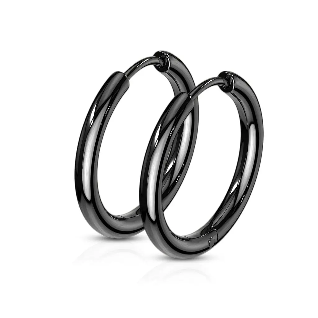Černé ocelové náušnice - kruhy 17 mm - OPN1119K-17