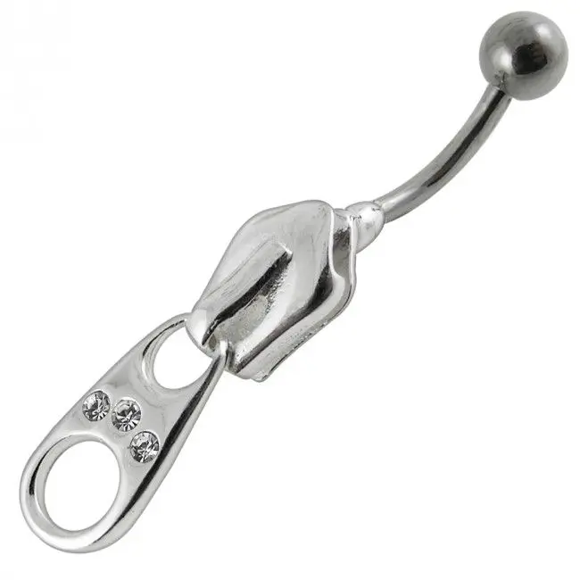S4U Stříbrný piercing do pupíku - zip