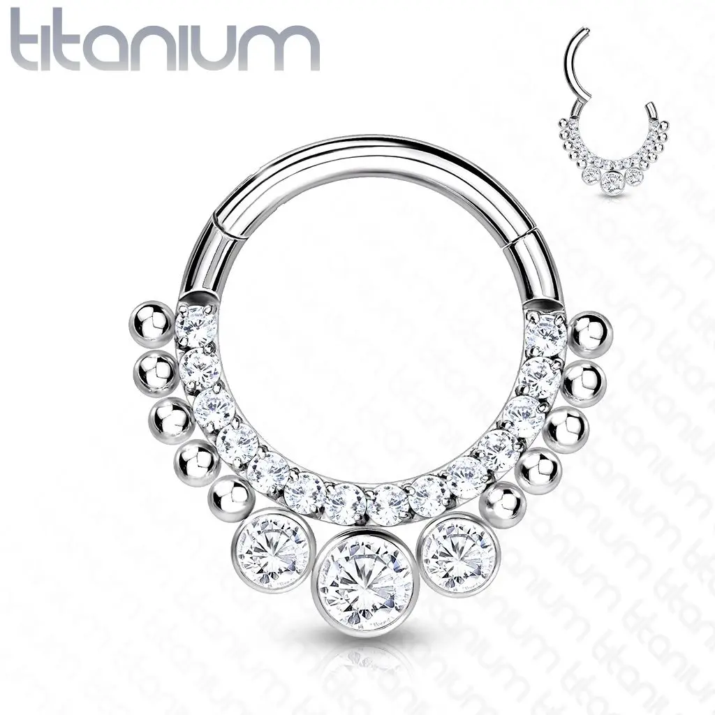 Segment ozdobný kruh - helix / cartilage / tragus piercing TITAN, 1,2 x 8 mm - TIT1127ST-1208