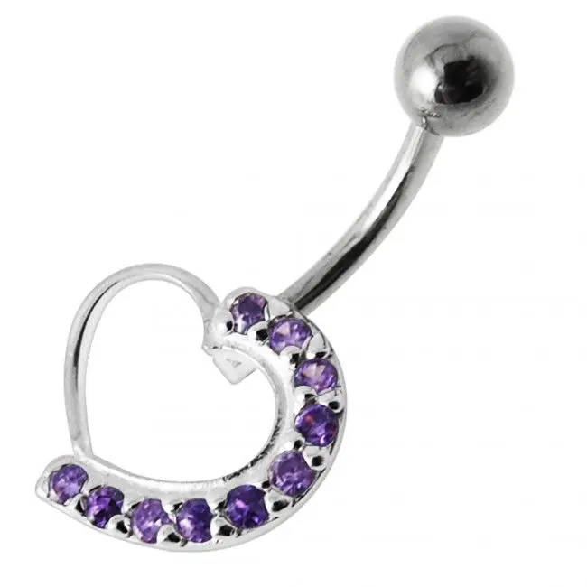 S4U Stříbrný piercing do pupíku - srdce