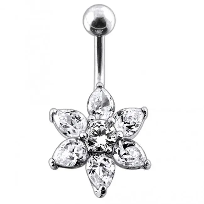 S4U Stříbrný piercing do pupíku - kytička
