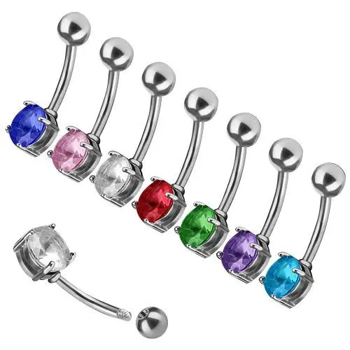 Piercing do pupíku, kámen 7 mm (fialová) - WP01262-07-TZ