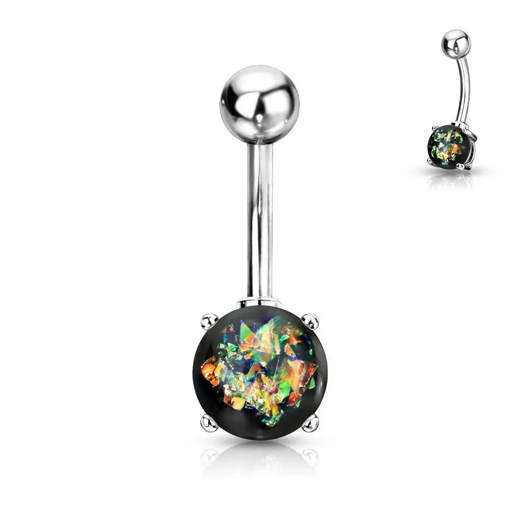 Piercing do pupíku pryskyřičný opál 8 mm (zlatozelená) - WP01004-GD