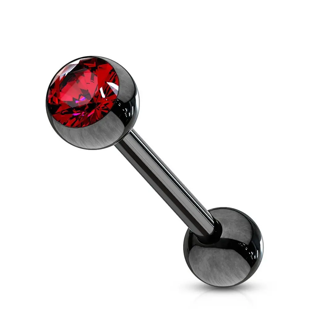 Piercing do jazyka černý (červená) - PJ01136-R