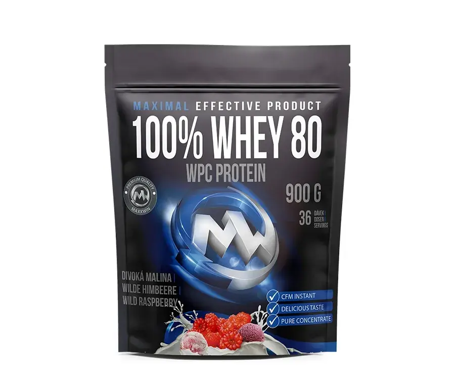 MAXXWIN PROTEIN 100% WHEY 80 divoká malina 900 g