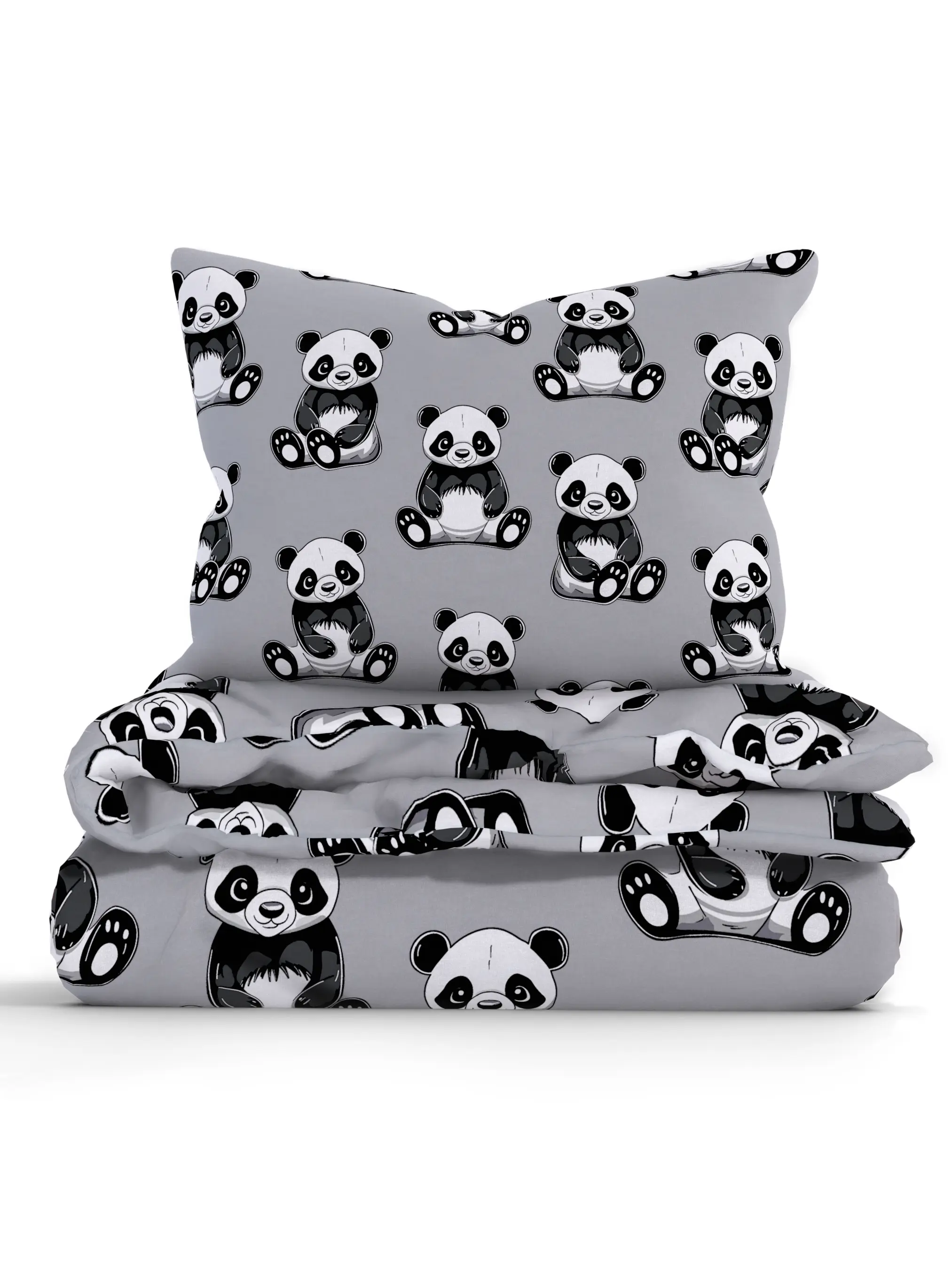 MKLuzkoviny.cz Prodloužené bavlněné povlečení Renforcé - Panda- 140 × 220 cm - 70 x 90 cm