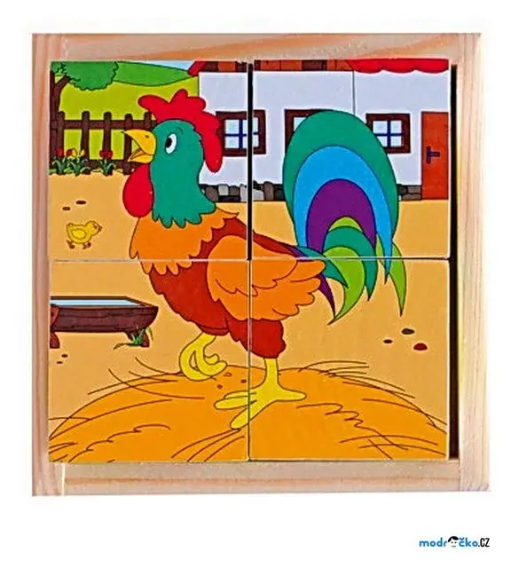 Kostky obrázkové 4ks - Statek (Woody)