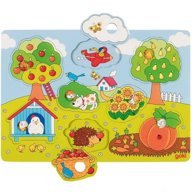 Puzzle odkrývací - Na zahrádce, 8ks (Goki)