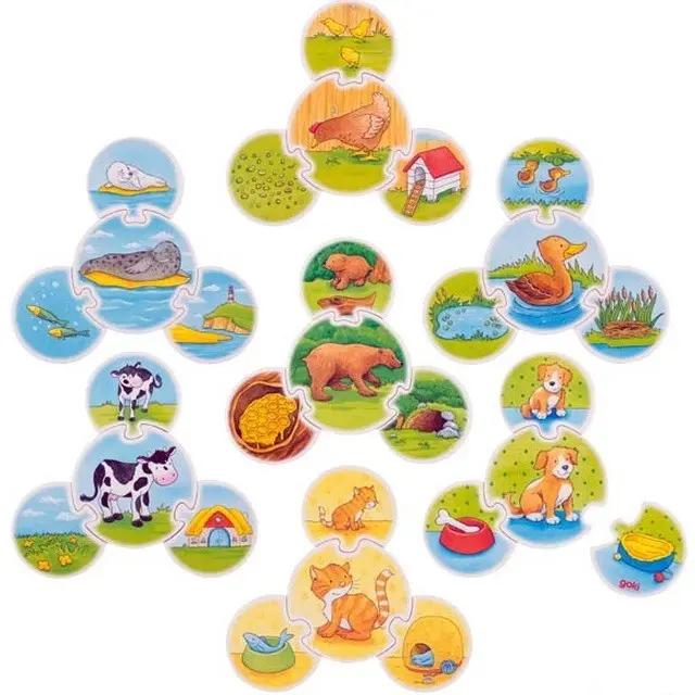Puzzle výukové - Přiřazovací hra zvířátka (Goki)