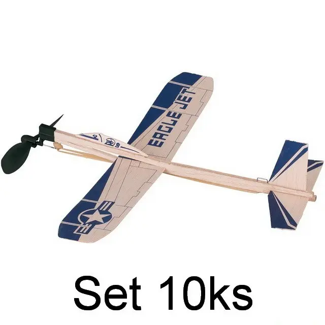 Letadlo házecí - Eagle Jet na gumičku, set 10ks (Goki)