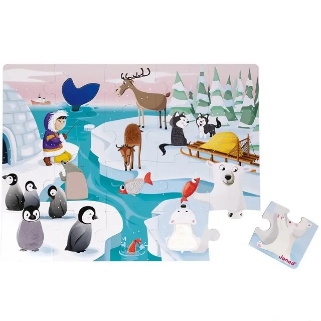 Puzzle hmatové - Dotykové, Život na ledě, 20ks (Janod)