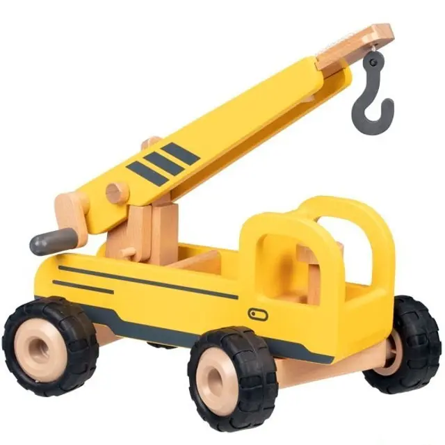 Auto - Dřevěný autojeřáb s gumovými koly (Goki)