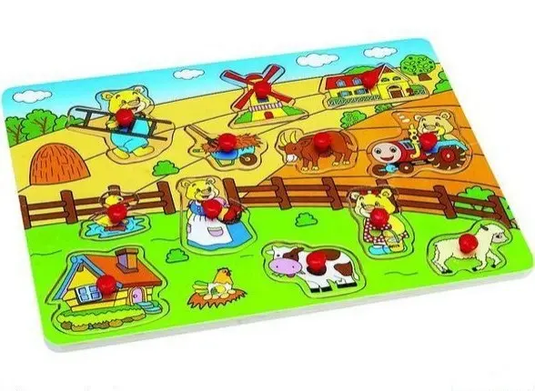 Puzzle vkládací - Farma s medvídky, 12ks (Woto)