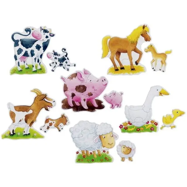 Puzzle pro nejmenší - Zvířátka z farmy karton XXL, 24ks (Goki)