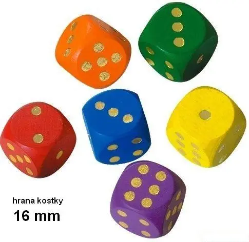 Hrací kostka dřevěná - Malá 16mm, 1ks (Detoa)
