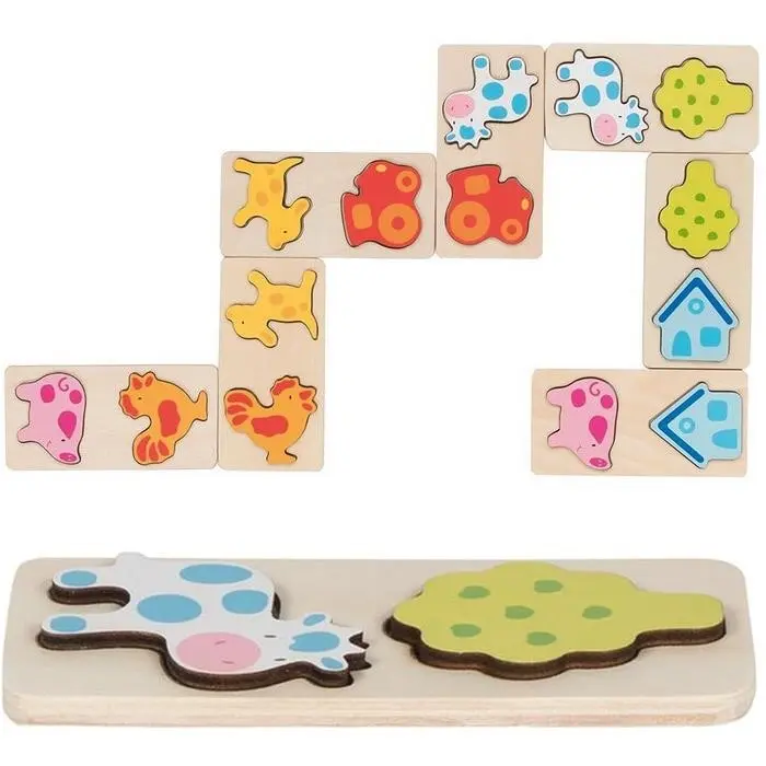 Domino - 3D reliéf, Na farmě dřevěné, 28ks (Goki)