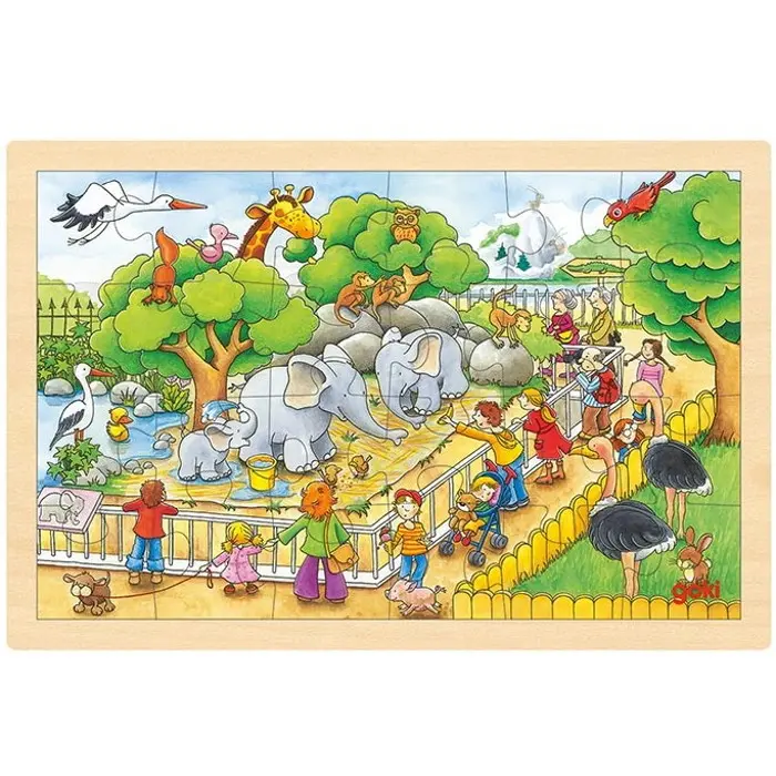 Goki Puzzle Návštěva ZOO 24 dílků - dřevěné