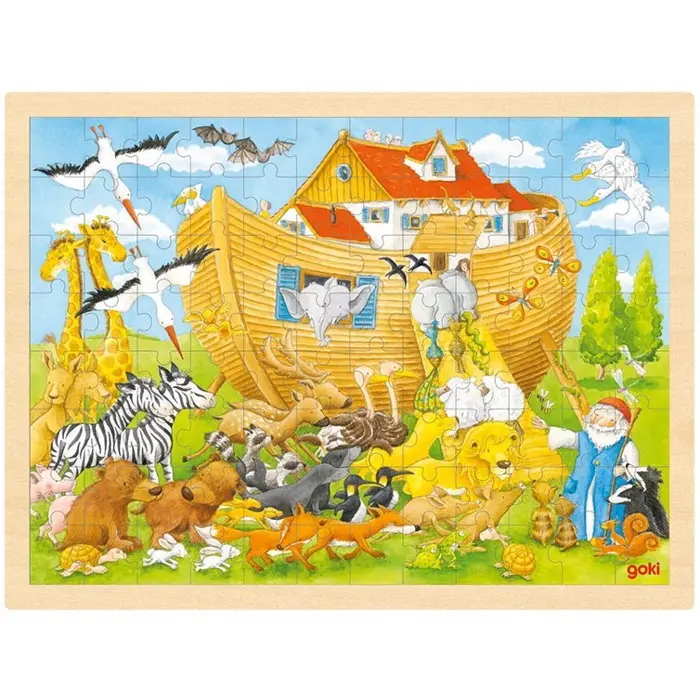 Puzzle na desce - Velké A3, Noemova archa, 96ks (Goki)