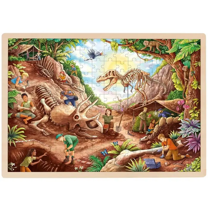 Goki Puzzle Dinosauří vykopávky 192 dílků - dřevěné