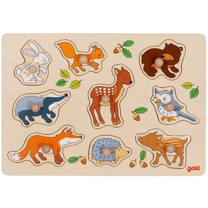 Puzzle vkládací - Lesní zvířátka, 9ks (Goki)