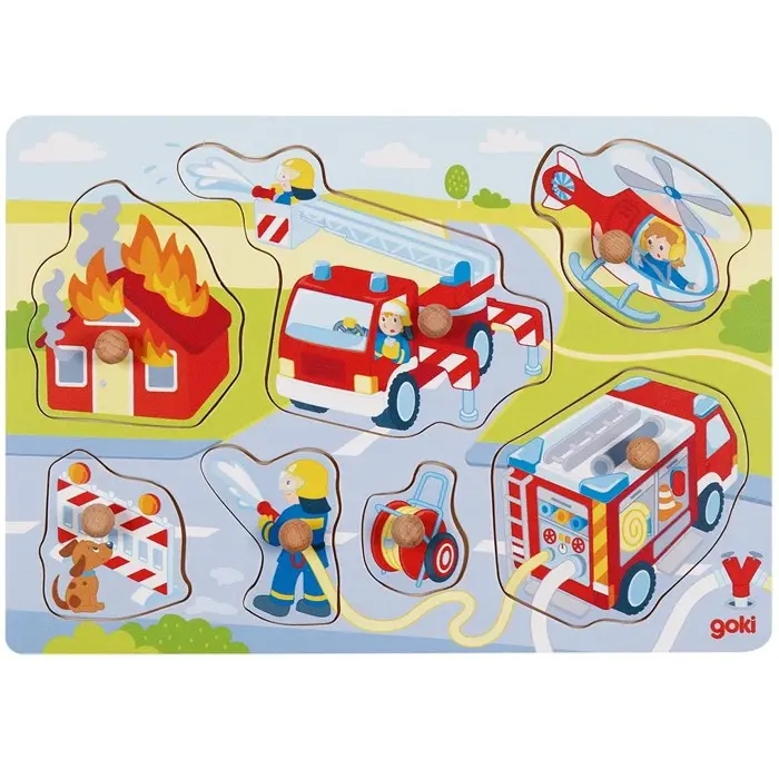 Hasiči v akci (Dřevěná vkládačka),Hasiči v akci (Dřevěná vkládačka) - puzzle z kategorie Maxi dieliky