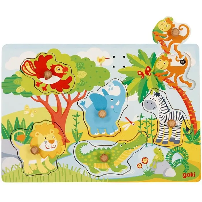 Puzzle muzikální - Africká zvířátka, 6ks (Goki)
