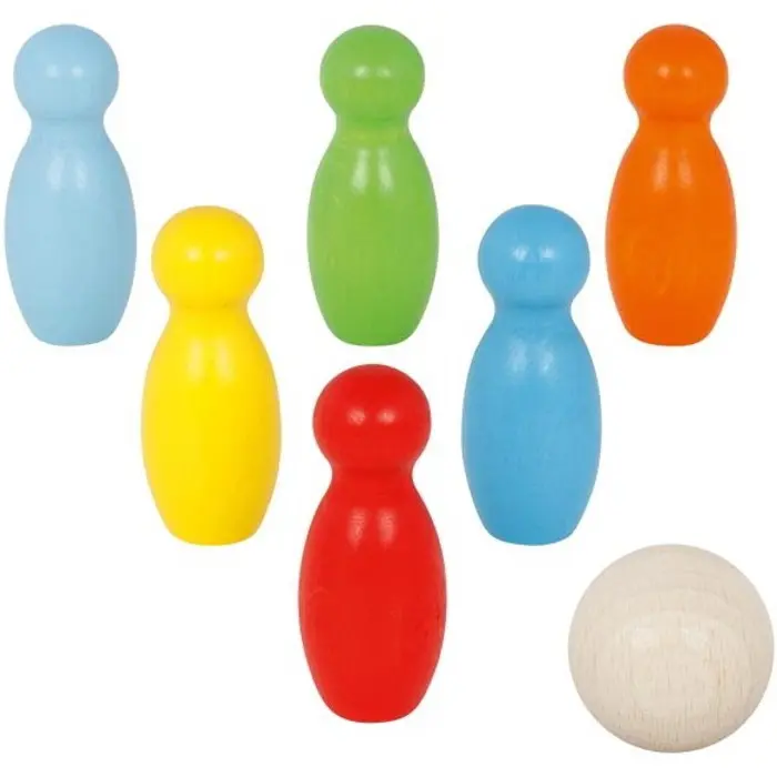 Kuželky dětské - Dřevěné malé, Barevné (Goki)