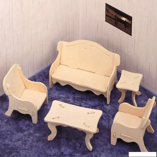 3D Puzzle přírodní - Sedací souprava se stolem