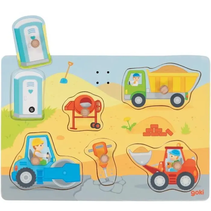 Puzzle muzikální - Na stavbě, 6ks (Goki)