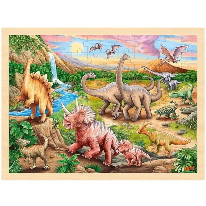 GOKI Dřevěné puzzle Dinosauří stezka 96 dílků 152024