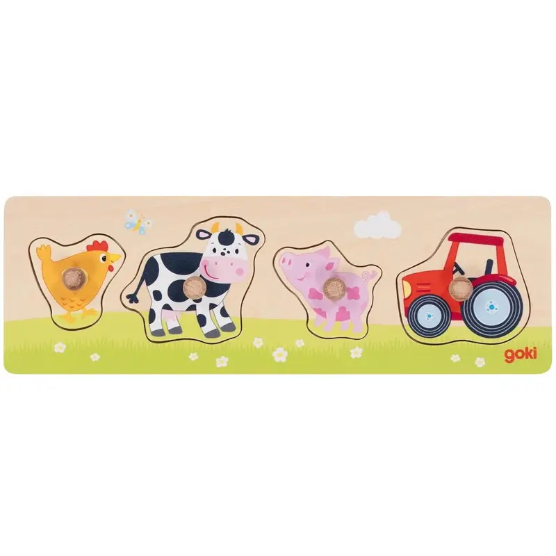 Puzzle pro nejmenší - Úchyt, Na vesnici, 4ks (Goki)