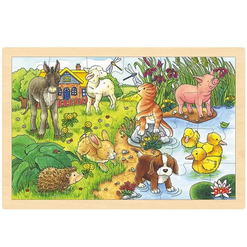 Goki Puzzle Mláďata na statku 24 dílků - dřevěné