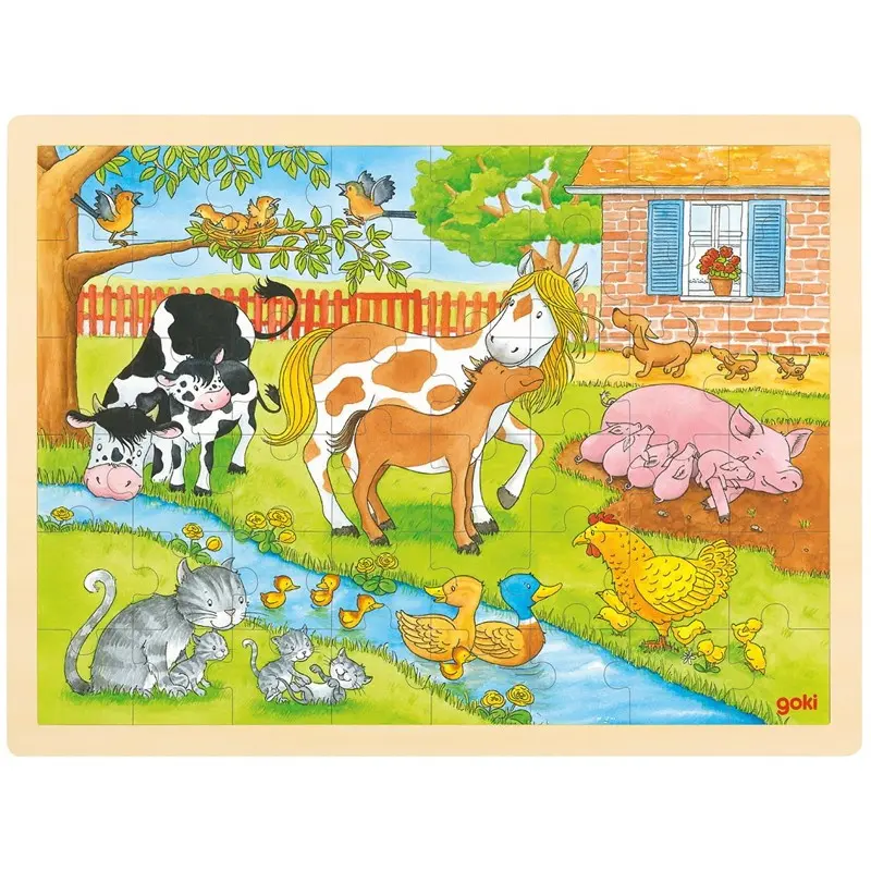GOKI Dřevěné puzzle Život na farmě 48 dílků 143781