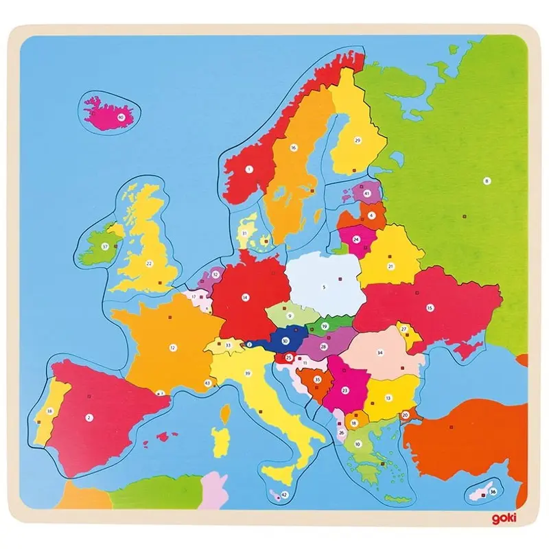 GOKI Dřevěné puzzle Mapa Evropy 35 dílků 143902