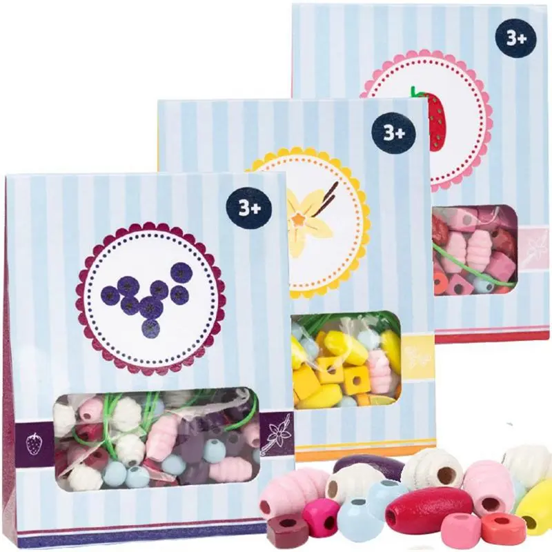 Navlékací perle - Set korálků, Candy dřevěné, 1ks (Small foot)