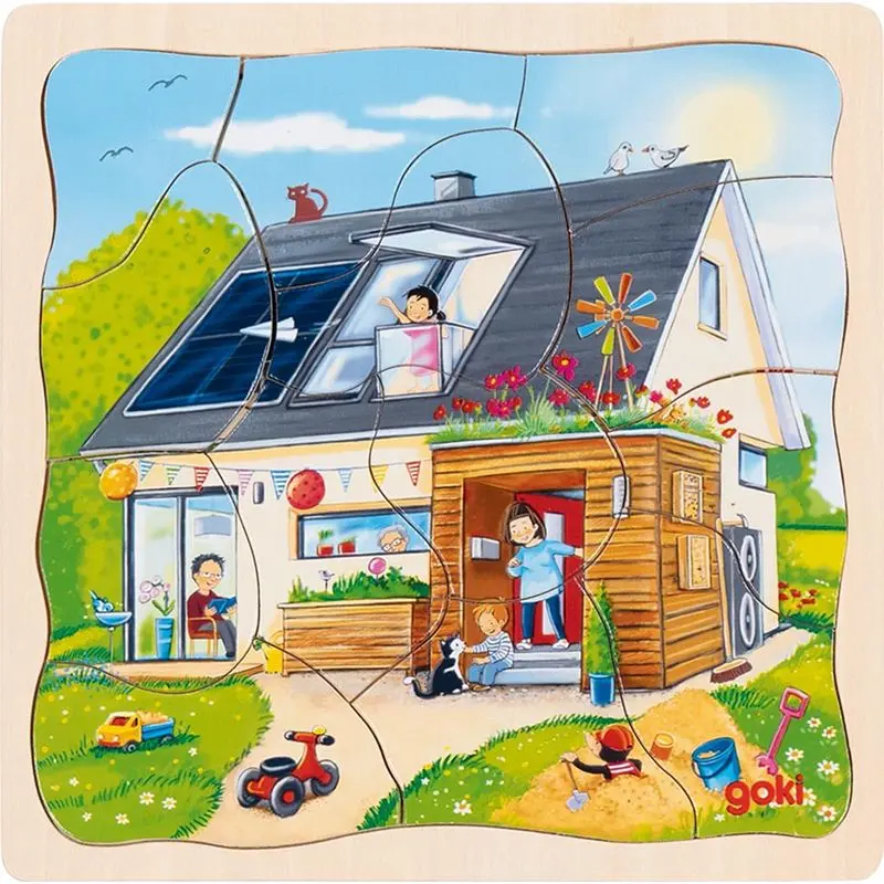 Puzzle vícevrstvé - Stavba domu, 3 vrstvy, 35ks (Goki)