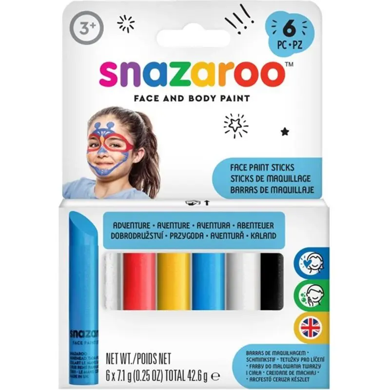 Snazaroo - Tužky na obličej, 6 barev, Dobrodružství