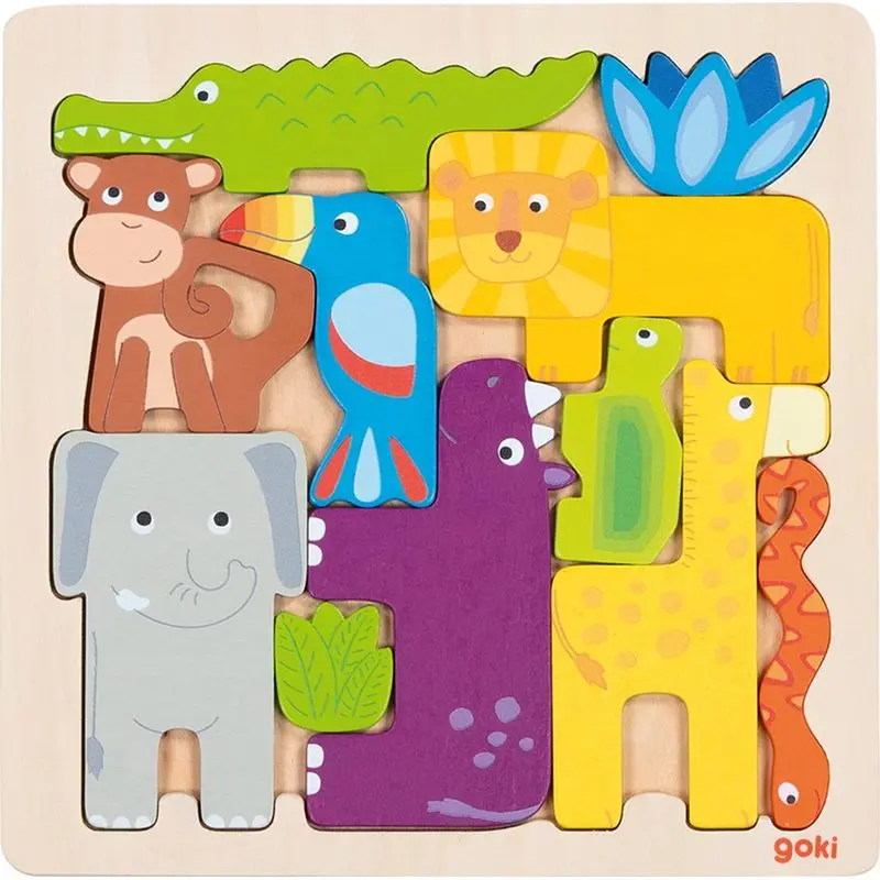 Puzzle pro nejmenší - Na desce, Safari, 11ks (Goki)