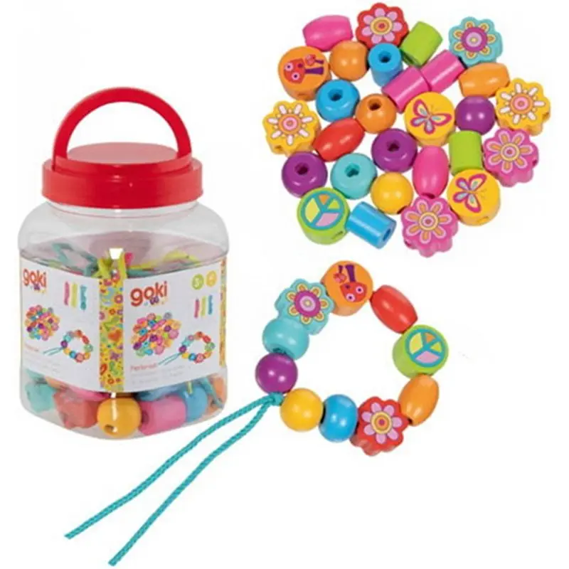 Navlékací perle - Maxikorále v dóze, 41ks Flower Power (Goki)