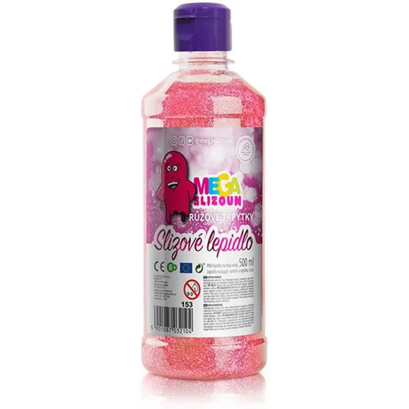 Megaslizoun - Lepidlo PVA slizové, Růžové třpytky, 500 ml