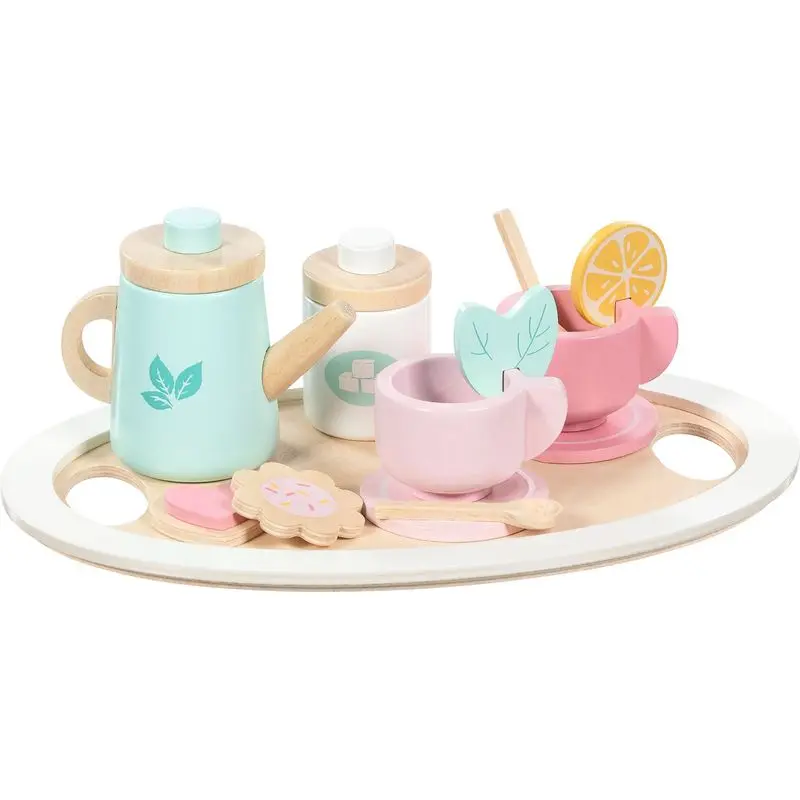 Nádobí dětské - Čajový set, Dřevěný pastelový (Goki)