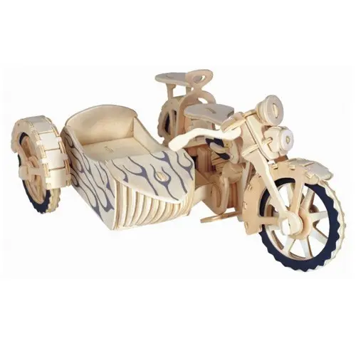3D Puzzle přírodní - Motocykl s vozíkem